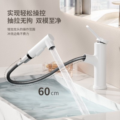 枪灰色卫生间洗脸盆可抽拉水龙头旋转上涌出水浴室柜台盆龙头图2