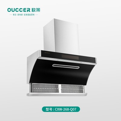 欧策自动升降烟机顶侧双吸家用体感开关智能清洗弧形大吸力油烟机图2