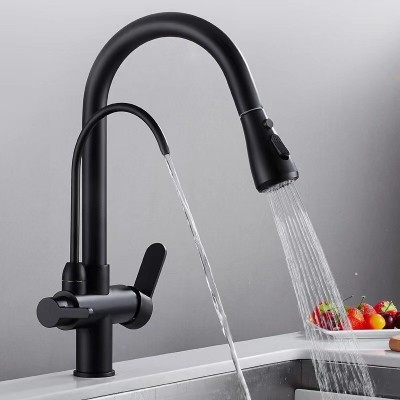 全铜冷热混水带净水过滤器可旋转磁吸回位抽拉厨房菜盆水槽水龙a图4
