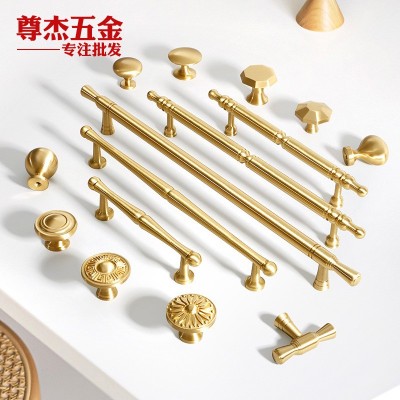 拉手柜门法式铜拉手纯铜衣柜把手抽屉金色门把手美式拉手黄铜图3