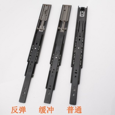 厂家直供橱柜三节抽屉滑轨轨道加厚缓冲静音导轨阻尼三节钢珠轨图2