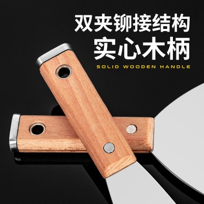 日式加厚不锈钢油灰刀可敲击开刃铲刀榉木手柄刮刀清洁刀腻 子刀图3