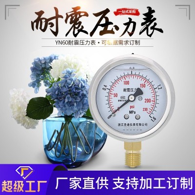 供应YN60压力计高精度不锈钢水压油压M14*1.5 气压耐震压力表图2