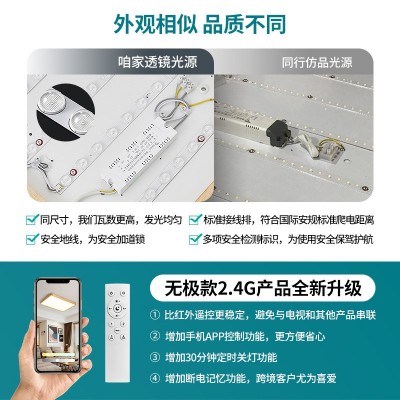 日式榻榻米卧室吸顶灯 简约现代走廊过道正方形原木LED客厅灯具图2