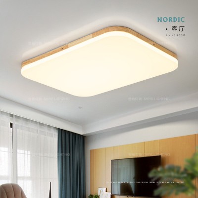 北欧超薄卧室客厅吸顶灯原木led现代简约过道玄关房间实木灯具图3