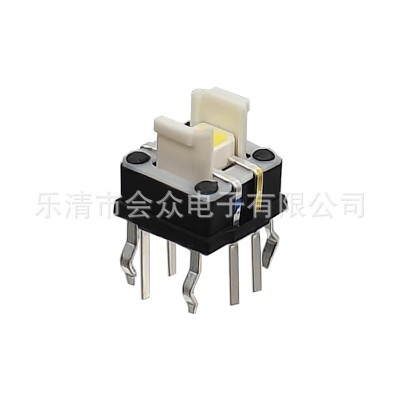 工厂直销 6.8*6.8*7双色带LED灯轻触开关 8脚插件 6*6带灯图2
