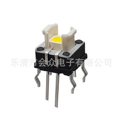 工厂直销 6.8*6.8*7双色带LED灯轻触开关 8脚插件 6*6带灯图5