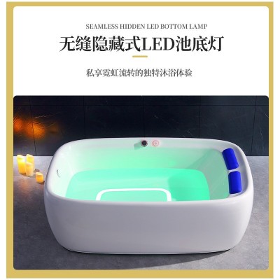 批发酒店独立式亚克力浴缸现代简约按摩浴缸智能恒温冲浪浴缸图3
