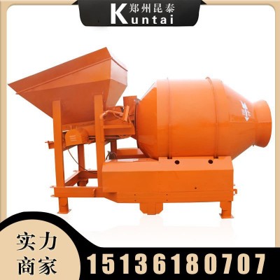 现货大方量移动式滚筒搅拌机 铲车上料快速固定料斗 混凝土搅拌机图3
