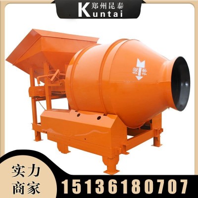 现货大方量移动式滚筒搅拌机 铲车上料快速固定料斗 混凝土搅拌机图5