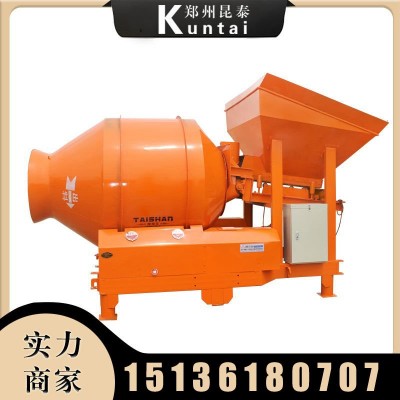 现货大方量移动式滚筒搅拌机 铲车上料快速固定料斗 混凝土搅拌机图2