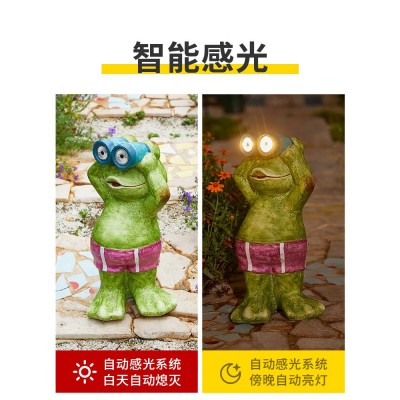 新款太阳能灯户外庭院装饰摆件猫咪灯阳台花园布置防水青蛙景观灯图3