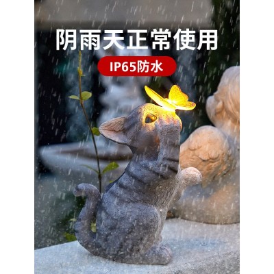 新款太阳能灯户外庭院装饰摆件猫咪灯阳台花园布置防水青蛙景观灯图2