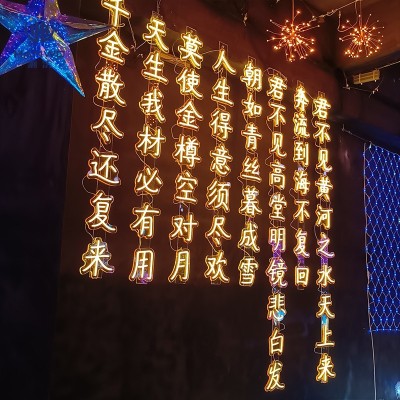 定制led古诗词条幅灯串户外防雨景区亮化装饰灯发光字挂树马尾灯图5