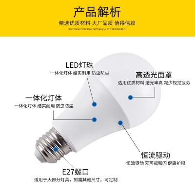 led灯泡塑包铝节能灯e27螺口/b22卡口家用超亮球泡灯厂家批发图4