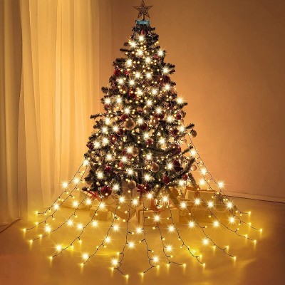 跨境专供LED新品带环圣诞树庭院装饰灯商场店铺树衣挂树灯装饰品