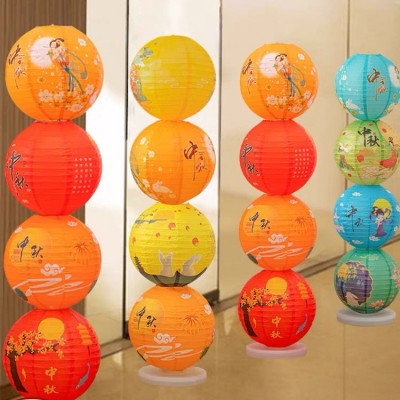 厂家批发纸灯笼春节元宵大红灯笼婚庆装饰儿童绘画DIY手工花灯图4