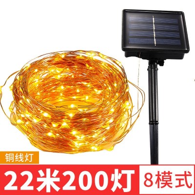批发12米100L太阳能铜线灯串户外防水景观节日装饰彩灯大量批发图2