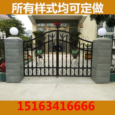 铁艺大门进户门铸铁门推拉平开电动大门别墅小区农村防盗门不锈钢图3
