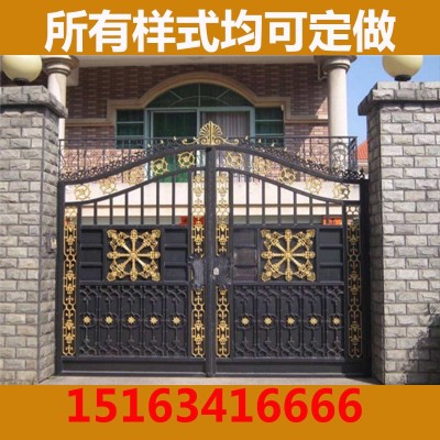 铁艺大门进户门铸铁门推拉平开电动大门别墅小区农村防盗门不锈钢图4