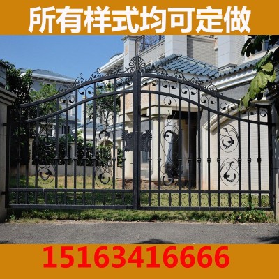 铁艺大门进户门铸铁门推拉平开电动大门别墅小区农村防盗门不锈钢图2