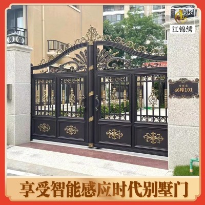 铝合金庭院别墅大门新中式乡村院子电动双开大门铁艺花园折叠大门图3