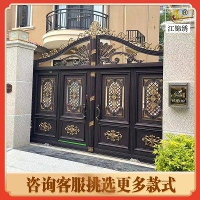 铝合金庭院别墅大门新中式乡村院子电动双开大门铁艺花园折叠大门图4