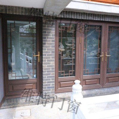 厂家直销中式隔音平开门窗 118窗纱一体断桥铝合金门窗 民宿别墅图3