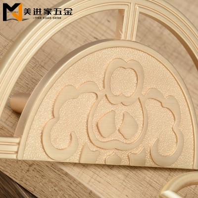 新中式铜色拉丝复古柜门拉手圆形对装红木抽屉橱柜轻奢衣柜把手图3