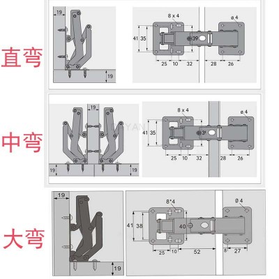 30公分厚40门板 175度免开孔 重型弹簧大角度液压 带阻尼铰链合页图4