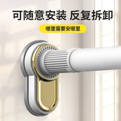 免打孔伸缩杆晾衣杆阳台卫生间浴帘杆撑杆免打孔多功能窗帘杆罗马图4