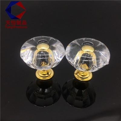 亚克力单孔锌合金拉手抽屉橱柜门房莲花型把手透明水晶铆钉拉手图3