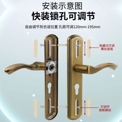 房门锁通用型单舌双舌锁5058款免改孔门把手欧式快装门锁执手锁具图4