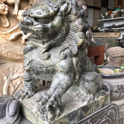 青玉石 石雕 石材 石狮子图2