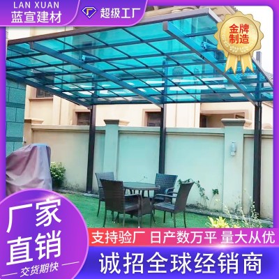 工厂定 制防晒铝合金雨棚 别墅露台户外遮阳隔热耐力板停车遮雨棚图2