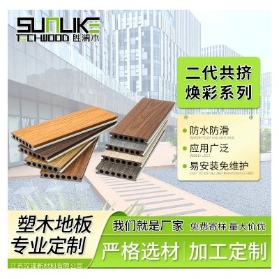 二代共挤塑木地板室外木塑材料3D浮雕木纹地板露台庭院花园楼顶图4