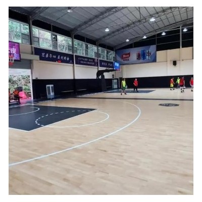 室内篮球运动木地板工厂 耐磨悬浮体育运动地板 实木体育地板划线图2