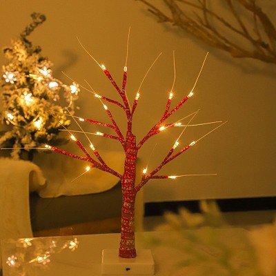 北欧简约LED白桦树灯民宿装饰灯 圣诞节室内创意装饰发光树灯