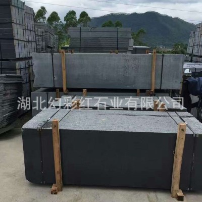 花岗岩芝麻黑路沿石铺地贴墙石材荔枝面火烧板路牙石厂家石料直销图2
