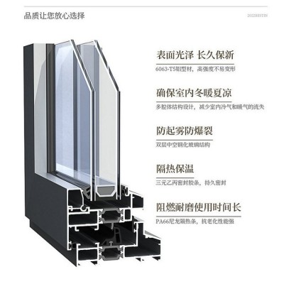 推拉窗EL86窄边窗家用商用内开窄边铝合金门窗高端型材批发图2