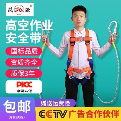 国标欧式高空作业安全带批发半身全身电工三点式五点式双 背保险带图1