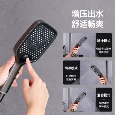 全套枪灰色智能恒温淋浴花洒套装家用水镀数显钢琴氛围灯花洒图5