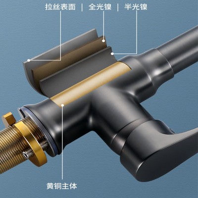抽拉式厨房冷热水龙头洗菜盆洗碗池水槽商用全铜伸缩防溅水龙头图2