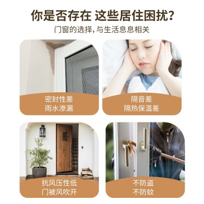 复古对开门法式轻奢平开门 客厅极窄边玻璃钛镁合金双开门批发图2