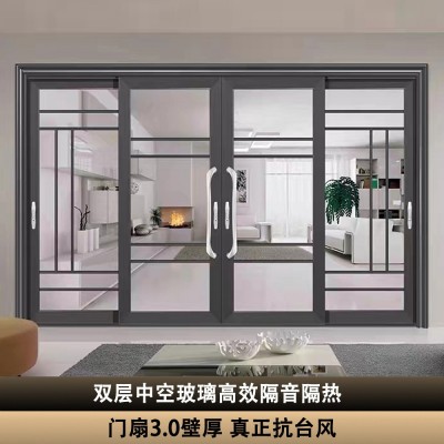 封阳台重型推拉门落地封窗铝合金入户门断桥100厨房客厅玻璃移门图2