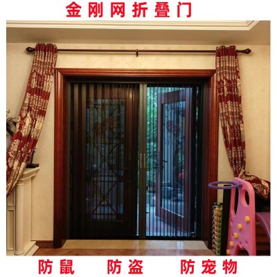 铝合金折叠纱门金钢网推拉式防蚊沙门 带锁防盗推拉伸缩隐形门图2