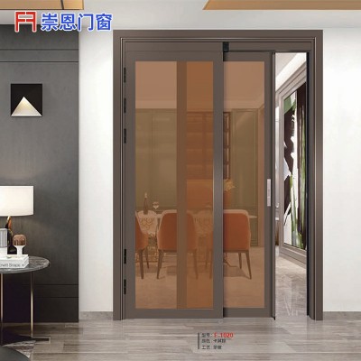 中窄PT门室内阳台厨房平开推拉一体门双层钢化玻璃铝合金隔断门图3