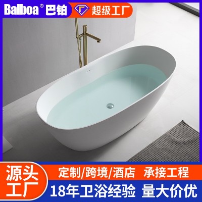 人造石浴缸民宿酒店独立式薄边浴池淋浴一体卫生间浴盆厂家直销图1