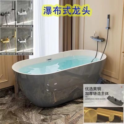 现代小户型独立式一体简约浴盆网红民宿卫生间亚克力成人家用浴缸图2