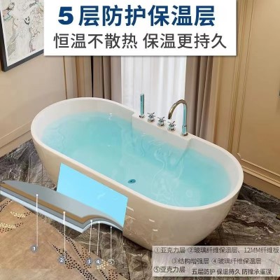 现代小户型独立式一体简约浴盆网红民宿卫生间亚克力成人家用浴缸图4